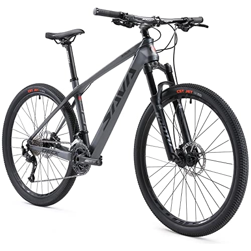 Mountain Bike : SAVADECK DECK2.0 Mountain bike in fibra di carbonio, MTB 26" / 27, 5" / 29"Bicicletta da montagna con coda rigida completa a 27 velocità con gruppo M2000 (Nero grigio, 29 * 19)