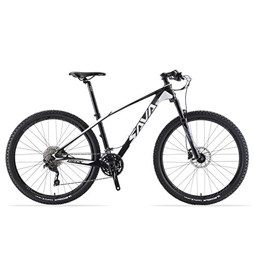 Mountain Bike : SAVADECK DECK6.0 Mountain Bike in Carbonio 27.5" / 29" XC Offroad Bici MTB Ultraleggera in Fibra di Carbonio con Cambio Shimano DEORE M6000 a 30 Marce e Coda Dura Completa (Bianca, 27.5 * 19)