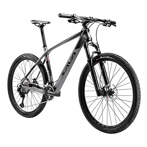 Mountain Bike : SAVADECK Mountain Bike in fibra di carbonio, DECK8.2 XC Race Mountain Bike 27, 5" / 29" MTB ultraleggera in fibra di carbonio con 22 velocità Shimano DEORE XT M8100 e hard tail(Grigio, 27.5x15)