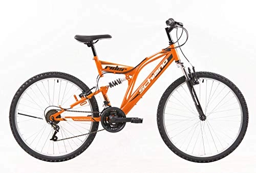 Mountain Bike : SCHIANO Rider 26 pollici ruota MTB Fully Liberty Mountain Bike 18 Gang Ragazzi Ragazze bicicletta Ammortizzato, orange