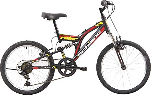 Mountain Bike : SCHIANO Rider - Freno a cerchione per ragazzi, 20 pollici, 35 cm, colore nero / rosso