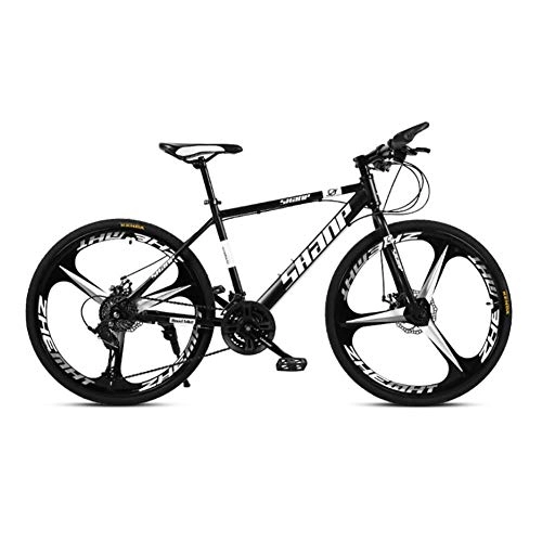 Mountain Bike : SCYDAO Mountain Bike 26 Pollici, 21 velocità / 24 velocità / 30 velocità Acciaio al Carbonio della Bici di Montagna della Bicicletta MTB, Doppio Freno A Disco Bicicletta, Nero, 24 Speed