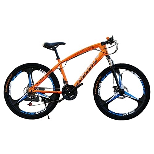 Mountain Bike : TAURU Mountain bike da 66 cm, bici da strada per uomo e donna, telaio rigido in acciaio al carbonio, doppio freno a disco, anteriore e posteriore (arancione) (21 velocità)