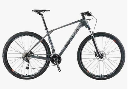 Mountain Bike : Telaio in carbonio per mountain bike, 29 pollici, 27 velocità, Bicyclette, colore grigio (38 cm)
