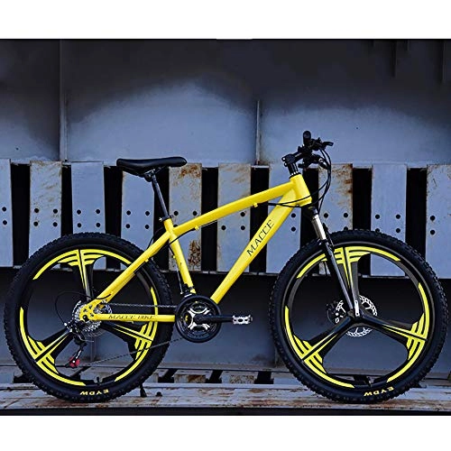 Mountain Bike : TriGold velocità Bici da Città Sospensione Anteriore Pedali in Alluminio, Mountain Bike Uomo 26 Pollici, Adulto Biciclette da Strada Freno A Doppio Disco-Giallo