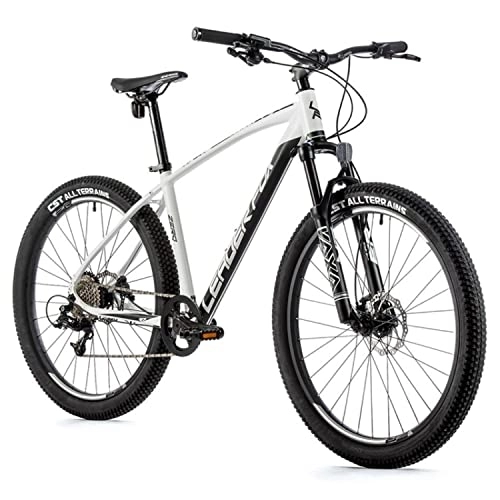 Mountain Bike : Velo Muscolare MTB 27, 5 Leader Fox Zero 2023 Bianco-Nero Opaco 9 V Telaio 18 Pollici (taglia adulto da 170 a 178 cm)