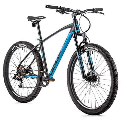 Mountain Bike : Velo Muscolare MTB 27, 5 Leader Fox Zero 2023 Nero-Blu Opaco 9 V Telaio 20 Pollici (taglia adulto 180-188 cm)