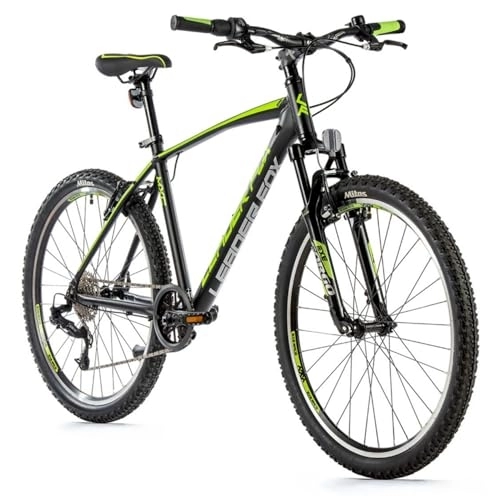 Mountain Bike : Velo Muscular MTB 26 Leader Fox MXC 2023 Uomo Nero Opaco-Verde 8 V Telaio 20 Pollici (Taglia Adulto 180-188 cm)