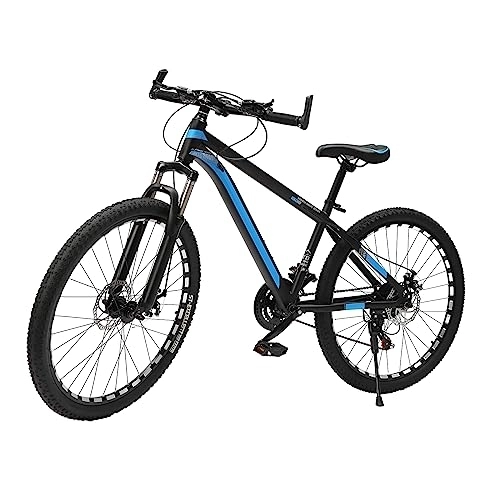 Mountain Bike : Vielrosse Mountain bike da 26 pollici, 21 marce, freno a disco in acciaio al carbonio con sospensione completa per strade come città, spiagge, strade sterrate, sentieri sterrati (nero blu)
