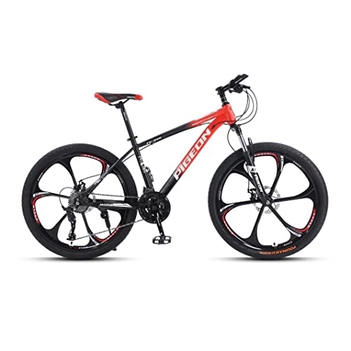 Mountain Bike : VIIPOO Mountain Bike MTB 24 / 26 Pollici, Bici con Freno Disco, Forcella Ammortizzata Ruote Raggi / 6 Ruote Raggi per Uomini Donne / Ragazzi Ragazze, Red-24‘’ / 27 Speed
