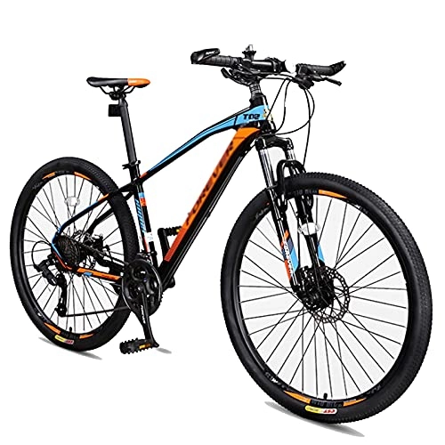 Mountain Bike : WANYE 27.5 in Mountain Bike, Bici da Strada, Bici Regolabile 27 velocità MTB Telaio in Fibra di Carbonio Ultraleggero per Uomo E Donna, Freno a Disco in Linea Orange blue-27speed