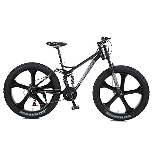 Mountain Bike : WANYE Fat Tire Bike per Uomo, Mountain Bike da 26 Pollici a 7 velocità, Bicicletta da Montagna da Spiaggia con Pneumatici Larghi da 4 Pollici Black-5 Spoke Wheel