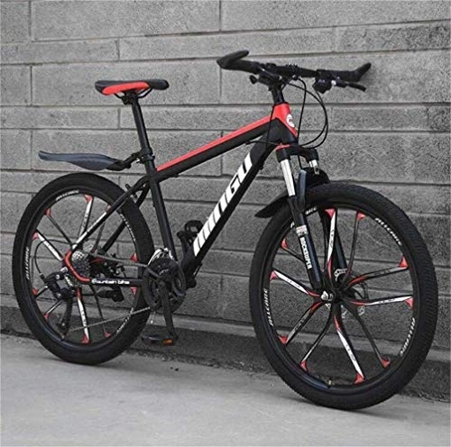 Mountain Bike : WJSW Mountain Bike da smorzamento, Bici da Strada City - Dual Suspension MTB da Uomo (Colore: Nero Rosso, Dimensioni: 30 velocità)