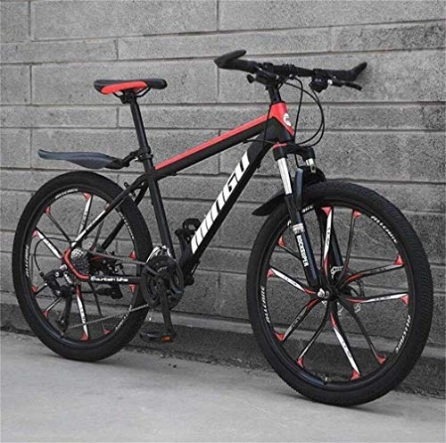 Mountain Bike : WJSW Mountain Bike per Adulti City Road Bicycle - Commuter City Hardtail Bike Unisex (Colore: Nero Rosso, Dimensione: 30 velocità)