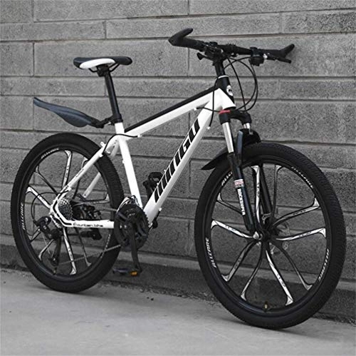 Mountain Bike : WJSW Mountain Bike per Adulti Uomo MTB - Bicicletta da Mountain Bike Ammortizzata a Doppia Sospensione (Colore: Bianco, Dimensioni: 24 velocità)