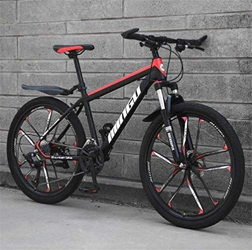 Mountain Bike : WJSW Mountain Bike per Adulti Uomo MTB - Bicicletta da Mountain Bike Ammortizzata a Doppia Sospensione (Colore: Nero Rosso, Dimensioni: 27 velocità)