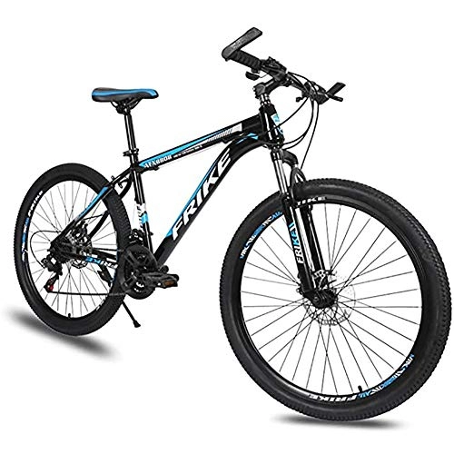 Mountain Bike : WXX Bicicletta Ad Alta velocità 21 / 24 / 27 Freno A Disco 21 / 24 / 27 per Freni A Disco in Lega di Alluminio da 26 Pollici per Bicicletta per Adulti in Acciaio al Carbonio, Black Blue, 21 Speed c