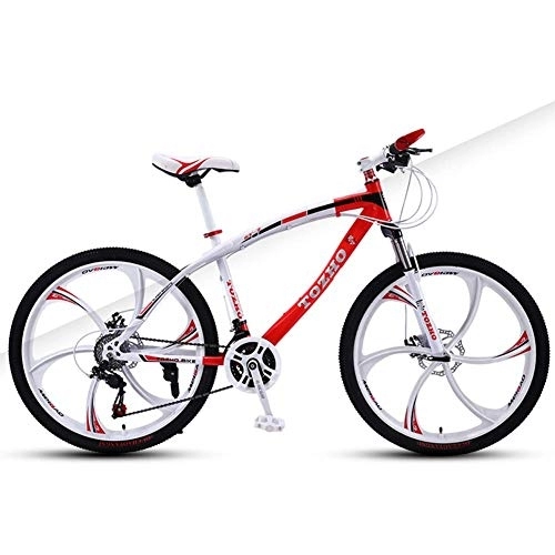 Mountain Bike : WYBD.Y 30 Acciaio al Carbonio Alta qualità Mountain Bike Ogni Tipo di Terreno Bicicletta Doppio Freno A Disco Sospensioni Anteriori MTB Ruota da 26 Pollici, Rosso