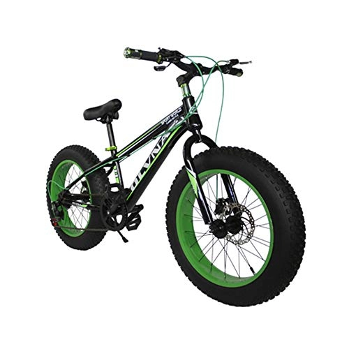 Mountain Bike : WYFDM Biciclette, Pieghevole MTB 20"7 21 24 27 velocità Doppio Disco Mountain Fat Bicicletta Sospensione Telaio in Acciaio 4" Pneumatico Ruota in Alluminio 20 kg, Green
