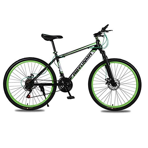 Mountain Bike : XER Mountain Bike da Uomo, Telaio in Acciaio da 17"Pollici, Forcella Ammortizzata Anteriore a 24 velocità Completamente Regolabile, Green, 27speed