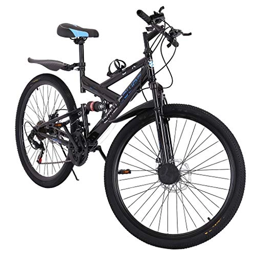 Mountain Bike : XXY Mountain Bici della Bicicletta Pedale 21 velocit Full Suspension Bicicletta Mountain Bike 26in Uomo (Color : Black, Size : 150x25x (59-70) cm)