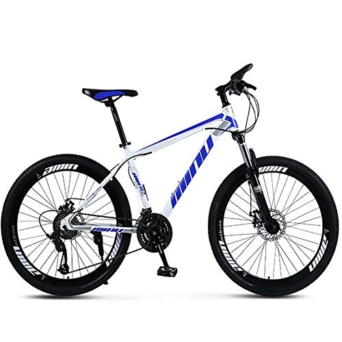 Mountain Bike : YGTMV Mountain Bike per adulti, 40 coltelli, in acciaio al carbonio, assorbimento degli urti, per esterni, 21 / 24 / 27 / 30 velocità, freni a disco, bici da 26 pollici, blu, 21 velocità