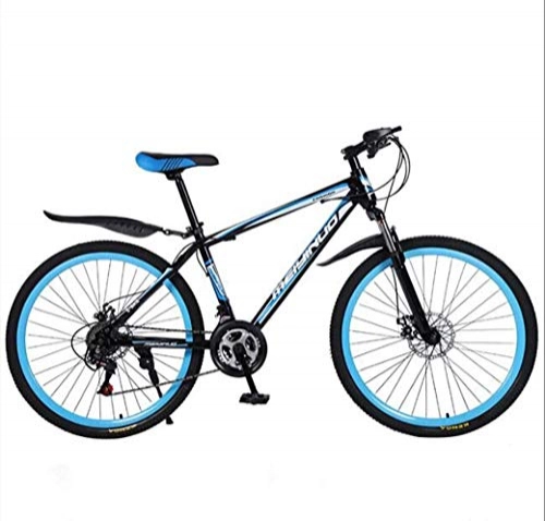 Mountain Bike : YIHGJJYP Bicicletta Uomo 26in 21-velocit Mountain Bike per Adulti Leggero Acciaio al Carbonio Full Frame Ruota Anteriore Sospensione Mens Freni a Disco, Blu, 24Speed