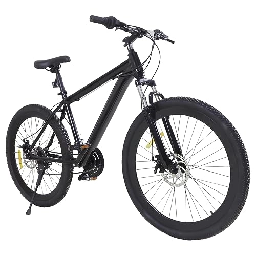 Mountain Bike : Yolancity Bicicletta da 26 pollici, mountain bike, per adulti, 21 marce, volano di posizionamento, per uomo e donna, altezza adatta 165-185 cm, colore nero