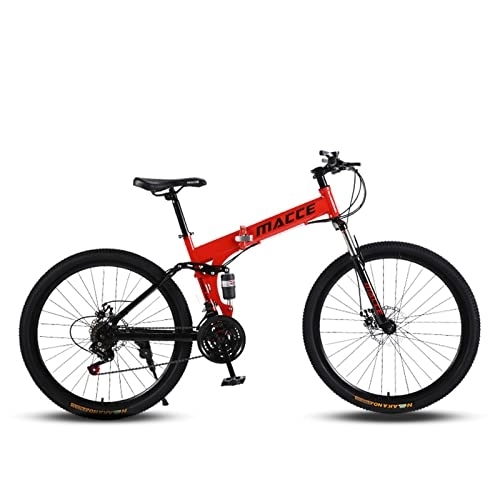 Mountain Bike : zcyg Mountain Bike, 21 velocità con Forcella di Sospensione di Blocco, Ruote da 24 / 26 Pollici Mountain Bike per Women Womens Bike Mens Bicycle(Size:24", Color:Rosso)