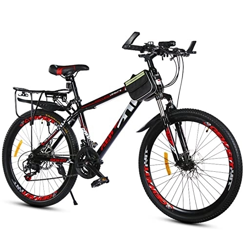 Mountain Bike : zcyg Mountain Bike per Adulti, 21 velocità, Freno A Disco, Biciclette da 26 Pollici(Size:26inch, Color:Nero+Rosso)