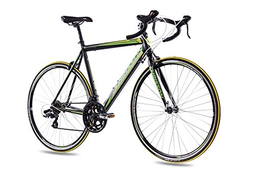 Bicicletas de carretera : 28 pulgadas Aluminio Bicicleta de carreras CHRISSON furianer con 14 g Shimano A070 Negro Verde Mate, tamaño 53 cm, tamaño de rueda 28.00 inches