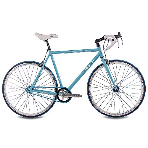 Bicicletas de carretera : 28 pulgadas Fixie CHRISSON FG Road 1.0 Bicicleta de carreras Fixed Gear Single Speed Light Azul Mate, tamaño medium, tamaño de rueda 28 inches