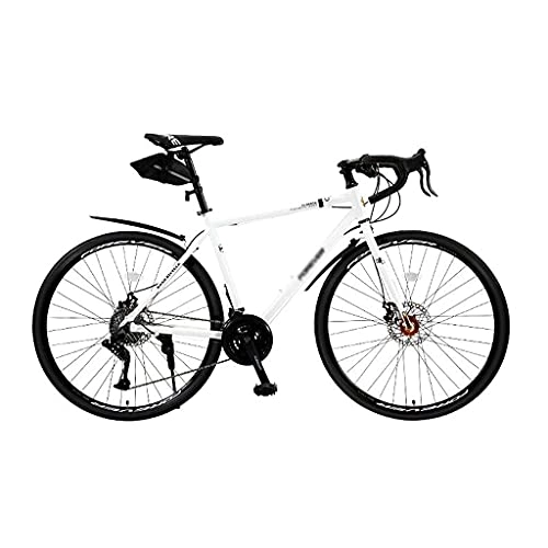 Bicicletas de carretera : Bicicleta de Carretera 68cm Marco 700C Ruedas 27 velocidades Cambio de Velocidad Frenos de Disco Doble Bicicleta de Carretera para Hombre (Color: Blanco)