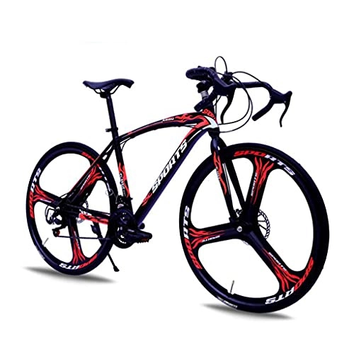 Bicicletas de carretera : Bicicleta De Carretera 700c Ruedas 21 Velocidad De Freno De Disco para Hombre O para Mujer Ciclismo De Bicicleta(Color:Negro + Rojo)