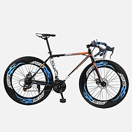 Bicicletas de carretera : Bicicleta de carretera, bicicletas de 26 pulgadas y 27 velocidades, freno de disco doble, marco de acero de alto carbono, carreras de bicicletas de carretera, hombres y mujeres adultos, Azul, Uptoda