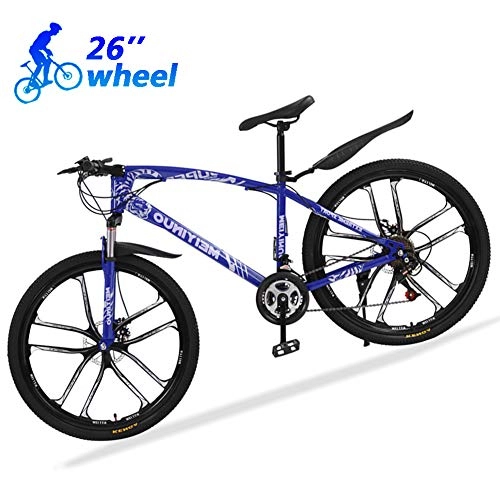 Bicicletas de carretera : Bicicleta Montaa Mujer R26 24 Velocidades Bicicleta de Ruta Specialized de Carbon Acero con Suspensin y Frenos de Disco, Azul, 10 Spokes
