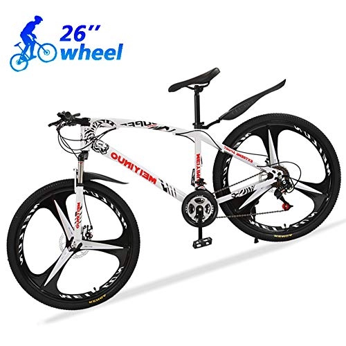 Bicicletas de carretera : Bicicleta Montaa Mujer R26 24 Velocidades Bicicleta de Ruta Specialized de Carbon Acero con Suspensin y Frenos de Disco, Blanco, 3 Spokes