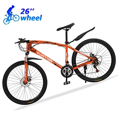 Bicicletas de carretera : Bicicleta Montaa Mujer R26 24 Velocidades Bicicleta de Ruta Specialized de Carbon Acero con Suspensin y Frenos de Disco, Naranja, 30 Spokes