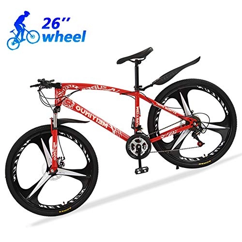 Bicicletas de carretera : Bicicleta Montaa Mujer R26 24 Velocidades Bicicleta de Ruta Specialized de Carbon Acero con Suspensin y Frenos de Disco, Rojo, 3 Spokes