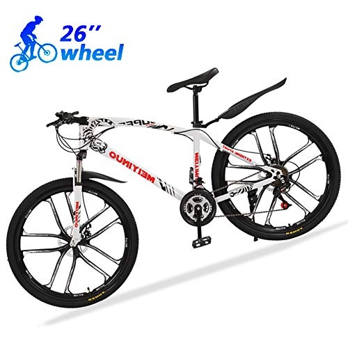 Bicicletas de carretera : Bicicleta Montaña Mujer R26 24 Velocidades Bicicleta de Ruta Specialized de Carbon Acero con Suspensión y Frenos de Disco, Blanco, 10 Spokes