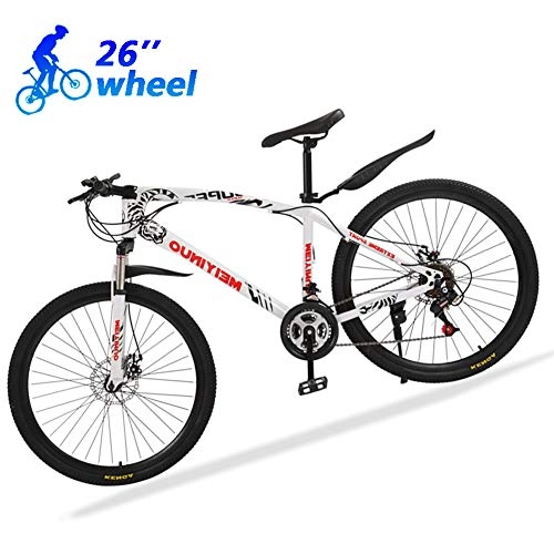 Bicicletas de carretera : Bicicleta Montaña Mujer R26 24 Velocidades Bicicleta de Ruta Specialized de Carbon Acero con Suspensión y Frenos de Disco, Blanco, 40 Spokes