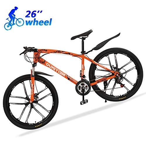 Bicicletas de carretera : Bicicleta Montaña Mujer R26 24 Velocidades Bicicleta de Ruta Specialized de Carbon Acero con Suspensión y Frenos de Disco, Naranja, 10 Spokes