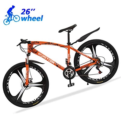Bicicletas de carretera : Bicicleta Montaña Mujer R26 24 Velocidades Bicicleta de Ruta Specialized de Carbon Acero con Suspensión y Frenos de Disco, Naranja, 3 Spokes