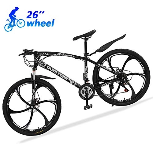 Bicicletas de carretera : Bicicleta Montaña Mujer R26 24 Velocidades Bicicleta de Ruta Specialized de Carbon Acero con Suspensión y Frenos de Disco, Negro, 6 Spokes