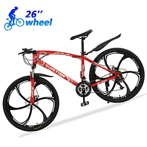 Bicicletas de carretera : Bicicleta Montaña Mujer R26 24 Velocidades Bicicleta de Ruta Specialized de Carbon Acero con Suspensión y Frenos de Disco, Rojo, 6 Spokes