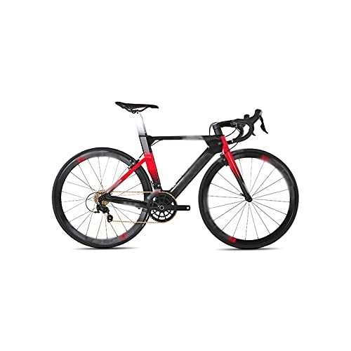 Bicicletas de carretera : Bicycles for Adults Road Bike Full Carbon Fiber Bicycle 22 Speed Adult Male Female Cycling Racing Bicycle Aerodynamics Frame Carbon Rim (Color : Red, Size : 50cm(165cm-180cm))