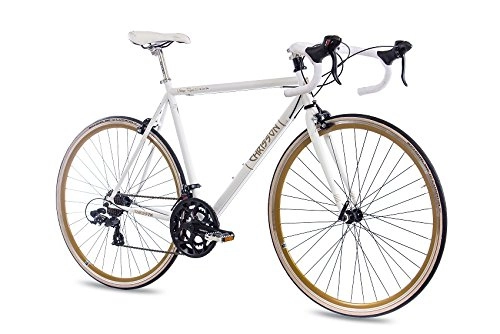 Bicicletas de carretera : CHRISSON '28 Pulgadas Bicicleta de Carreras Vintage Road 2.0 con 14 g Shimano A070 Retro Blanco Mate