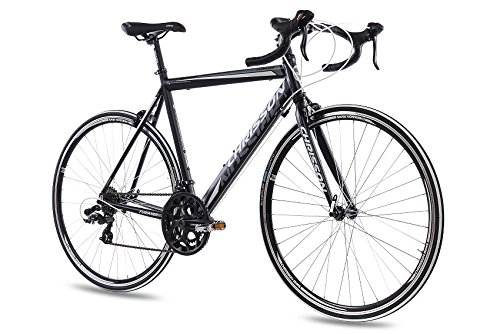 Bicicletas de carretera : CHRISSON Bicicleta de carretera Furianer de 28 pulgadas, color negro, 59 cm, con cambio Shimano Tourney de 14 velocidades, bicicleta de carretera para hombre y mujer