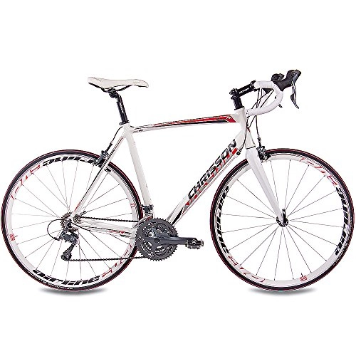 Bicicletas de carretera : CHRISSON RELOADER - Bicicleta de carreras (28 pulgadas, 24 marchas Shimano Claris Carbon y horquilla Shimano), color blanco y rojo, tamao 56 cm (Sw 11)