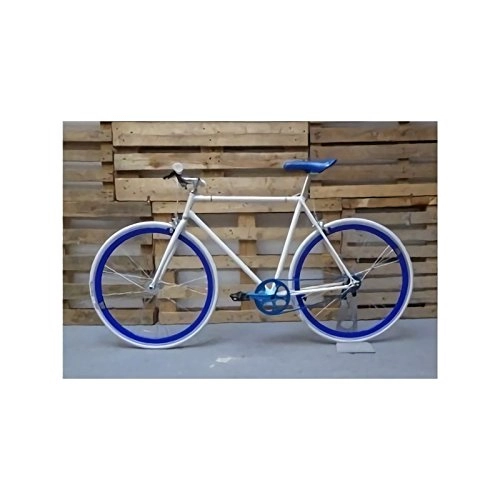 Bicicletas de carretera : Desconocido Bicicleta blanca detalles ruedas azules